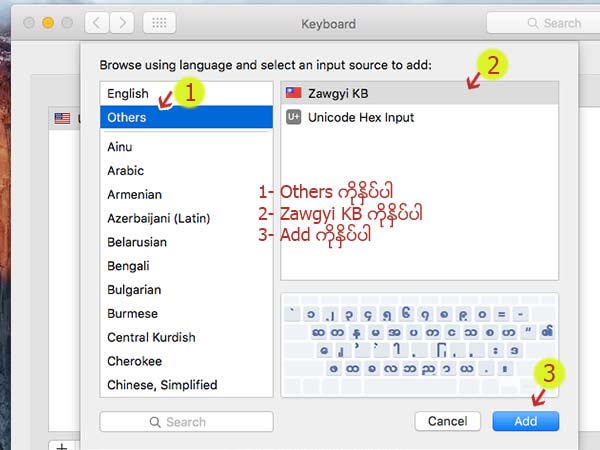 Zawgyi font keyboard for mac